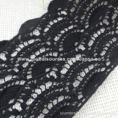 Solubility lace with cotton thread;Chemical lace soft;Black color;Available color and quantityNew